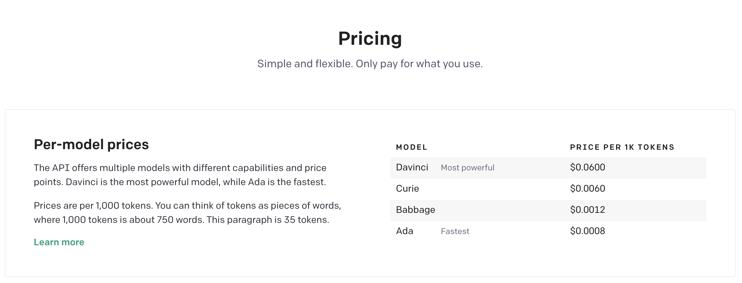 pricing